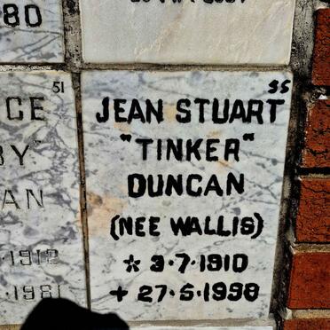 DUNCAN Jean Stuart nee WALLIS 1910-199?