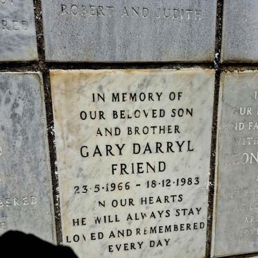 FRIEND Gary Darryl 1966-1983