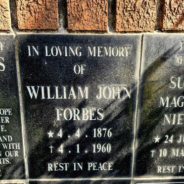 FORBES William John 1876-1960