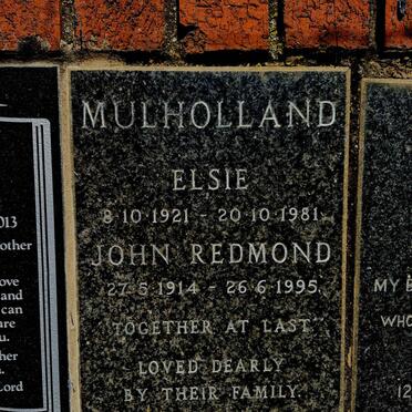 MULHOLLAND John Redmond 1914-1995 & Elsie 1921-1981