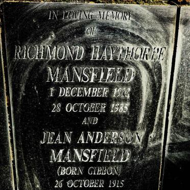 MANSFIELD Richmond Haythorpe 1913-1985 & Jean Anderson GIBBON 1915-1988
