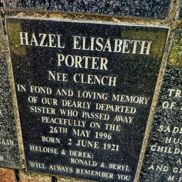 PORTER Hazel Elisabeth nee CLENCH 1921-1996