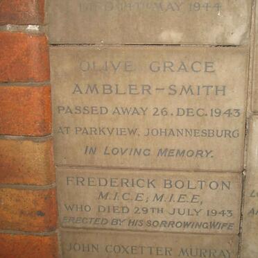 SMITH Olive Grace, AMBLER -1943 :: BOLTON Frederick -1943 :: MURRAY John Coxetter