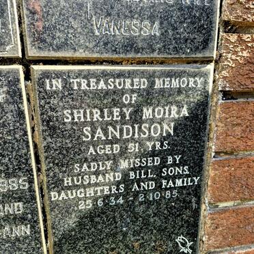 SANDISON Shirley Moira 1934-1985