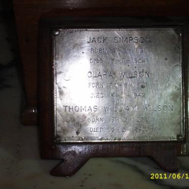 SIMPSON Jack 1891-1954 :: WILSON Clara 18?2-1942 :: WILSON Thomas William 1858-1947