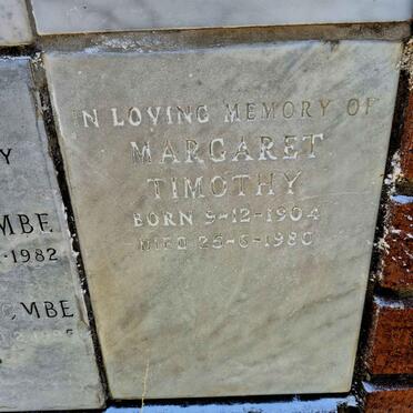 TIMOTHY Margaret 1904-1980