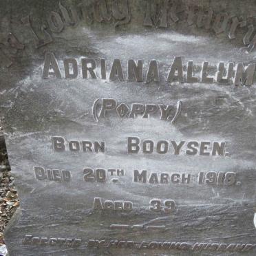 ALLUM Adriana nee BOOYSEN -1918