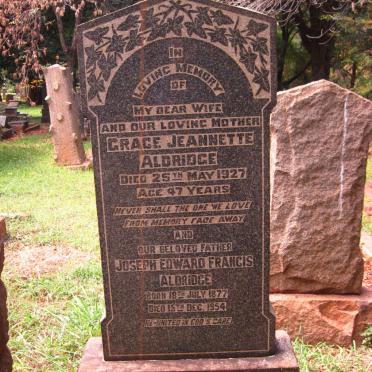 ALDRIDGE Joseph Edward Francis 1877-1954 &amp; Grace Jeannette -1927
