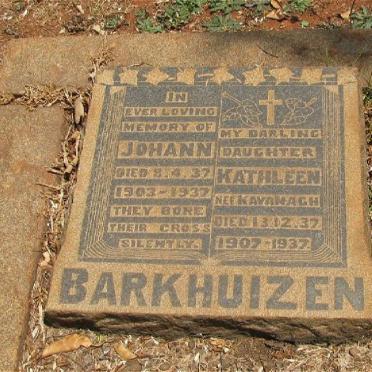 BARKHUIZEN Johann 1903-1937 &amp; Kathleen KAVANAGH 1907-1937