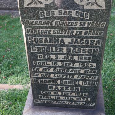 BASSON Susanna Jacoba Grobler 1889-1925 :: BASSON Hendrik Daniel 1895-1935