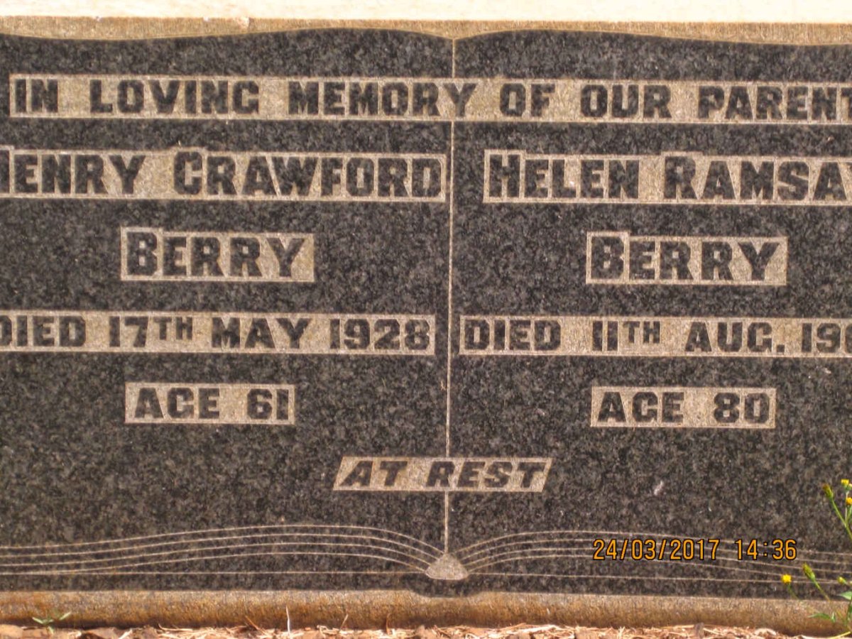 BERRY Henry Crawford -1928 &amp; Helen Ramsay -19??