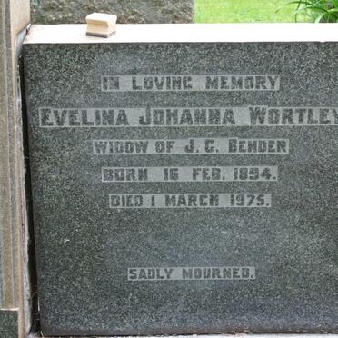 WORTLEY Evelina Johanna formerly BENDER nee COLEMAN 1894-1975
