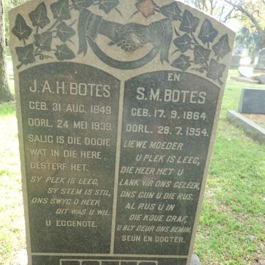 BOTES J.A.H. 1849-1939 &amp; S.M. 1864-1954