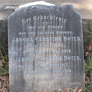 BOTES Jacoba Cerstina 1902-1918 :: BOTES Elizabeth Johanna 1917-1918
