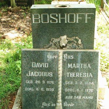 BOSHOFF David Jacobus 1876-1939 &amp; Martha Theresia 1884-1976