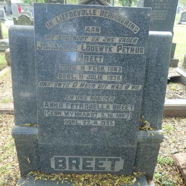 BREET Johannes Lodewyk Petrus 1883-1939 &amp; Anna Petronella MYNHARDT 1887-1955