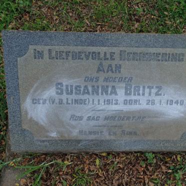 BRITZ Susanna nee V.D. LINDE 1913-1940