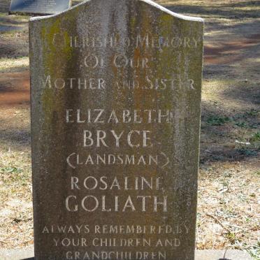 BRYCE Elizabeth nee LANDSMAN :: GOLIATH Rosaline