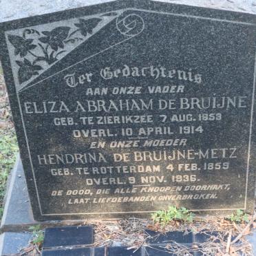 BRUIJNE Eliza Abraham, de 1853-1914 &amp; Hendrina METZ 1859-1936