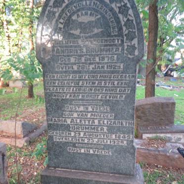 BRUMMER Andries 1876-1925 &amp; Maria Aletta Elizabeth 1849-1929