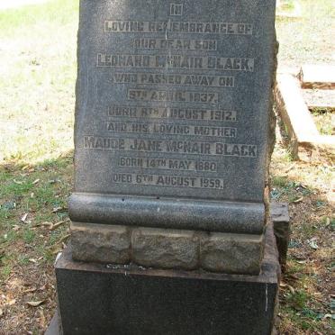 BLACK Maude Jane, McNAIR 1880-1959 :: McNAIR BLACK Leonard 1912-1937