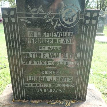 BLERK Milton F., van 1909-1939 &amp; Louisa J. BRITS 1909-1974