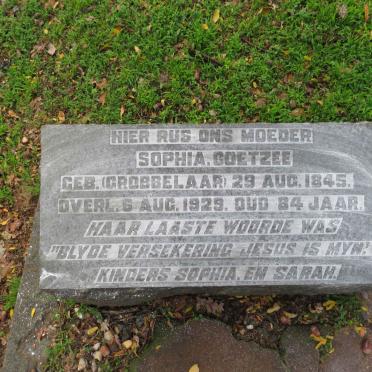 COETZEE Sophia nee GROBBELAAR 1845-1929