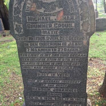 CROUS Hendrik Johannes 1876-1950 :: CROUS Michael Johan Brummer 1906-1924