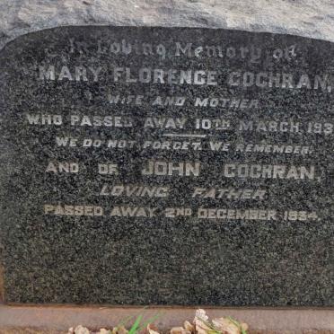 COCHRAN John -1934 &amp; Mary Florence -1931