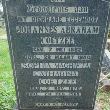 COETZEE Johannes Abraham 1862-1940 &amp; Sophia Magrieta Catharina 1872-1960