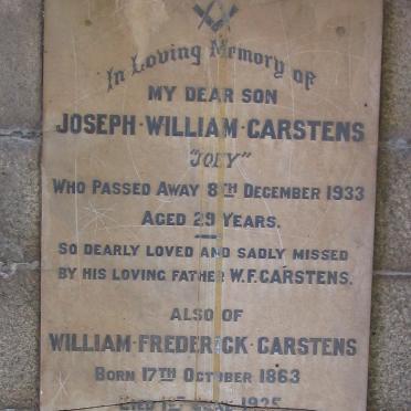 CARSTENS Joseph William -1933 :: CARSTENS William Frederick 1863-1935