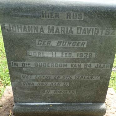 DAVIDTSZ Johanna Maria nee BURGER -1938