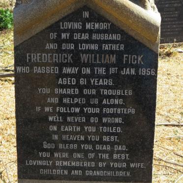 FICK Frederick William -1956