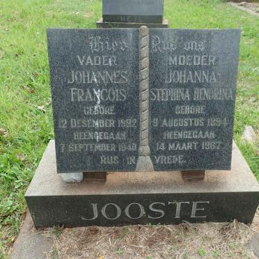 JOOSTE Johannes Francois 1892-1940 &amp; Johanna Stephina Hendrina 1894-1967