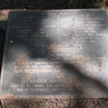 KENNEDY Alexander Macfarlane 1877-1967 &amp; Annie May nee HASTINGS 1882-?