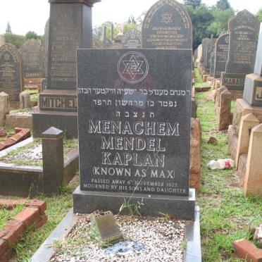 KAPLAN Menachem Mendel -1923