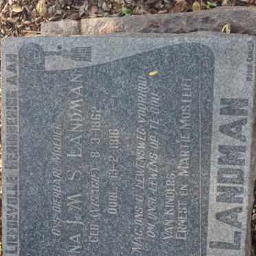 LANDMAN Anna J.M.S. nee VISAGIE 1862-1916