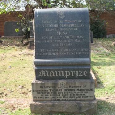MAINPRIZE John Leonard -1940 :: MAINPRIZE Thomas Dennis -1942