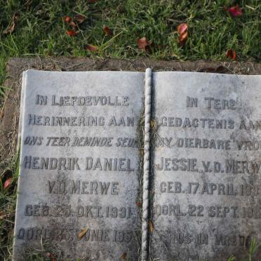 MERWE Jessie, v.d. 1893-1957 :: VAN DER MERWE Hendrik Daniel 1931-1953