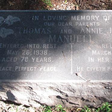 MANELL Thomas -1938 &amp; Annie Jane -1955