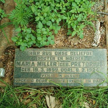 MILLER Maria nee PRETORIUS 1899-1924