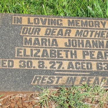 PEARCE Maria Johanna Elizabeth -1927