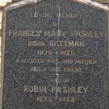 PASHLEY Robin 1875-1929 &amp; Frances Mary BATTMAN 1874-1925