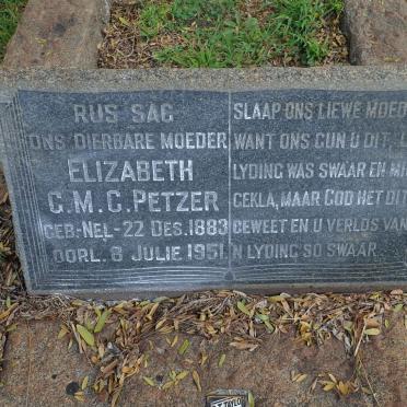 PETZER Elizabeth G.M.C. 1883-1951