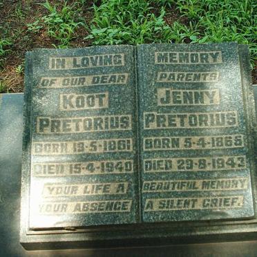 PRETORIUS Koot 1861-1940 &amp; Jennie 1865-1943