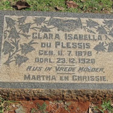 PLESSIS Clara Isabella, du 1878-1928