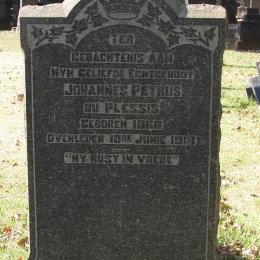 PLESSIS Johannes Petrus, du 1868-1918