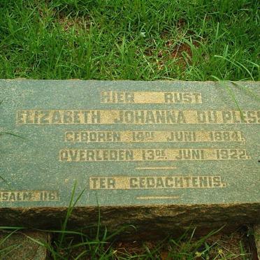 PLESSIS Elizabeth Johanna, du 1884-1922