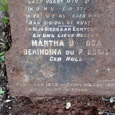 PLESSIS Martha Jacoba Berindina, du nee MOLL 1873-1926 :: DU PLESSIS John Petrus 1892-1915