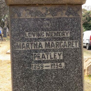 PRATLEY George -1926 &amp; Martha Margaret 1859-1954